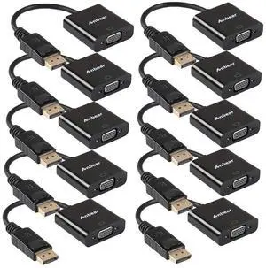 DisplayPort to VGA Adapter, Gold Plated Display Port Converter (Male to Female) for DisplayPort Enabled Desktops and Laptops to VGA Converter Connect Displays (10Pack, DP)