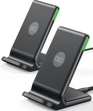[2-Pack] Wireless Charger 15W Qi-Certified Fast Wireless Charging Stand with Sleep-Friendly Adaptive Light Compatible with iPhone 16 15 14 13 12 Pro Max Plus  Galaxy S22 S21 Note 20 etc