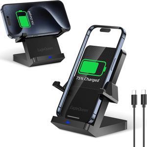 Wireless Charger, 15W Fast Wireless Charging Stand, Wireless Charging Station for iPhone 15/14/13/12/11/XR/XS/8, Samsung Galaxy S23/S22/S21/S20, Note 20/10 (Adapter Not Included, Black)