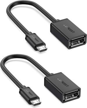Micro USB to USB Micro USB 2.0 OTG Cable 2 Pack On The Go Adapter Micro USB Male to USB Female for Samsung Phone S7 S6 Edge S4 S3 LG G4 DJI Spark Mavic Remote Controller Android Tablets Black