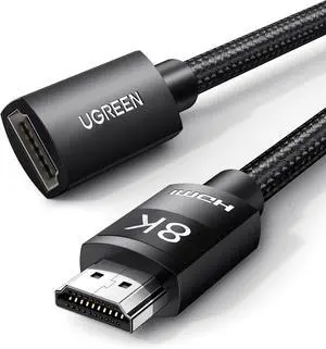 HDMI Extender 8K 10K HDMI Extension Cable 2.1 Ultra High Speed Cord 4K Male to Female Adapter Compatible with MacBook Pro 2023/PS5/Xbox Series X/ TV/UHD TV/Blu-ray 1.5FT