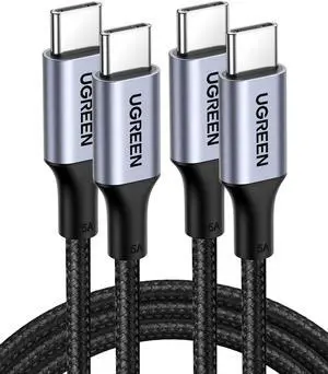 USB C to USB C Cable 100W 2-Pack USB C Charger Cable for iPhone 16/16 Plus/16 Pro/16 Pro Max/15 MacBook Pro iPad Pro  XPS  Galaxy S24/S23/S22 Ultra Switch Pixel 3.3FT Black