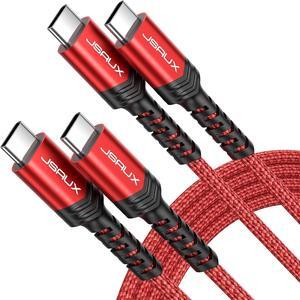 JSAUX 100W USB C to USB C Cable (2-Pack, 3.3ft), USBC Type C Charge Cord 5A Fast Charging Compatible with Nintendo Switch 2 iPhone 16 Pro Max Samsung Galaxy S25 S24 MacBook iPad Air Pro Carplay -Red