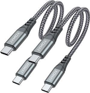 Short USB C to USB C Cable 60W (2 Pack 1ft) Type C Fast Charging Cord Charger Compatible with iPhone 15 Plus/15 Pro Max MacBook Pro iPad Pro Air 4  Galaxy S23+ S22 S21 Ultra (Grey)