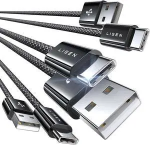 USB A to USB C Cable 3-Pack [3.3+3.3+6.6FT] USBC to USB 3.2A C Chargers Fast Charging for iPhone 16 Charger Cord  Note 20 10/S24 S23 S22/A20 A51 LG Moto G7 Carplay Android Auto