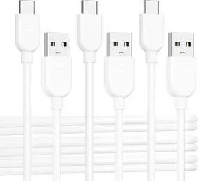 3-Pack Extreme Flexible USB A to USB C Cable 6ft in White Support  CarPlay Android Auto USB to USB C Charging Cable for iPhone 16/15 Pro Max Plus Galaxy S23