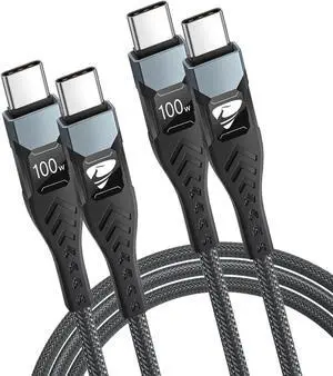 USB C to USB C Cable 100W USBC to USBC [6FT 2Pack] 5A USB Type C to C Cable Fast Charging Braided USB C to C Charger Cord for iPhone 15 Pro Max,/Air,Samsung Galaxy S24 Ultra S23,iPad Pro