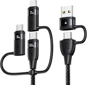 100W USB C Multi Charging Cable, USAMS 6.6FT 5-in-1 5A Fast Sync Charger Adapter Nylon Braided Type-C Cable for Laptop/Tablet/Phone and More