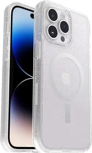 iPhone 14 Pro Max (ONLY) Symmetry Series+ Case - Stardust (Clear/Glitter) Ultra-Sleek Snaps to MagSafe Raised Edges Protect Camera & Screen