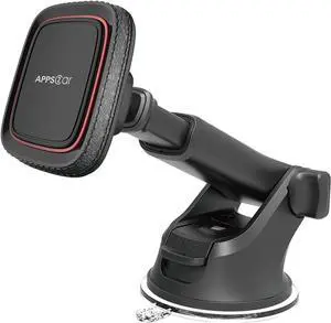 Magnetic Phone Mount for Car  Industrial Suction Cup Dashboard & Windshield Holder with Telescopic Arm 6 Strong Magnets  Universal Fit for iPhone & Android (Metal Plate Required)