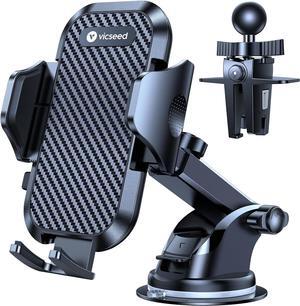 Phone Holders for Your Car [Super Suction Power & No-Wobbling] Universal Cell Phone Mount Dashboard Windshield Vent Long Arm Hands Free Cradle Fit for iPhone Android and All Smartphones