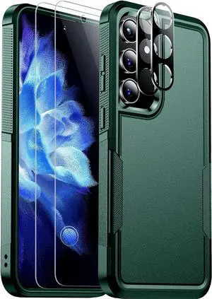 Red2Fire for Samsung Galaxy S24 Case, with 2Pcs [Tempered Glass Screen Protector+Camera Protector][Military Grade Shockproof] Heavy Duty Full Body Protection Phone Case for S24 Case,Dark Green