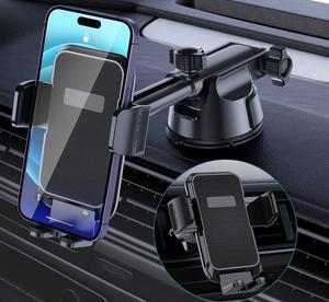 Car Phone Holder Mount [Military-Grade Suction & Super Sturdy Base] 3 in 1 Universal Phone Mount for Car Dashboard Windshield Air Vent Hands Free Car Mount for iPhone Android Smartphone