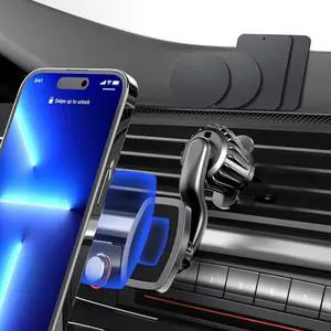 Magnetic Car Phone Holder Mount, Upgraded Clip Car Cell Phone Holder, 360° Strong Magnet Phone Holder for Car, Phone Mount for Car Vent Compatible with iPhone, Samsung, Smartphones, Tablets