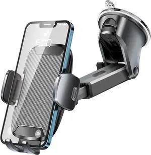 Phone Holder Mount for Car [Strong Suction] Hands-Free Universal Cell Phone Mounts for Dashboard/Windshield, 360° Rotation Extendable Mobile Car Holder for Smartphones