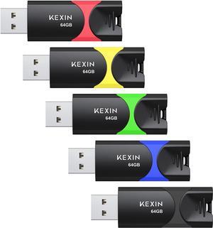 Flash Drive 64GB Thumb Drive 5 Pack 64 GB USB Flash Drive USB 2.0 Memory Stick 64G Thumb Drives Jump Drive Data Storage (64GB 5 Mixed Colors)