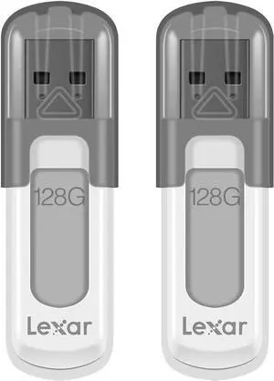 128GB 2-Pack JumpDrive V100 USB 3.2 Gen 1 Flash Drive for Storage Expansion and Backup Up To 100MB/s Read Gray (LJDV100128G-B2HNU)