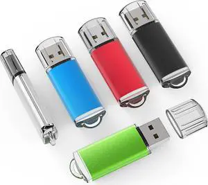 USB Flash Drive 5 Pack 4GB USB 2.0 Flash Drive Memory Stick USB Drive Thumb Drives USB Stick (5 Mixed Colors: Black Blue Green Red Silver)