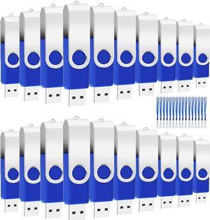 20PCS 4GB Bulk Flash Drives USB 2.0 Metal 4GB Flash Drive Bulk Thumb Drive Pack Swivel USB Drives Pack (Blue 20Pack)
