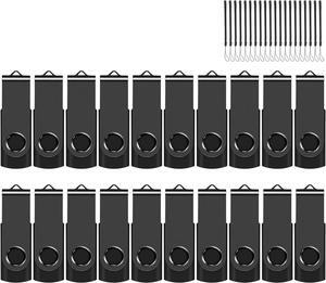 8GB USB Flash Drive Bulk Thumb Drives 20 Pack with Lanyards USB 2.0 Jump Drive 8GB Memory Sticks Zip Drive Pen Drive for Storage and Backup Black 20PCS 8GB