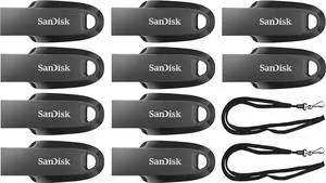 64GB Ultra Curve USB 3.2 Flash Drive SDCZ550-064G (10 Pack) Bundle with (2) GoRAM Black Lanyards (64GB) 64GB Ultra Curve USB 3.2 Flash Drive SDCZ550-064G (10 Pack) Bundle with (2) GoRAM Black Lanyards (64GB)