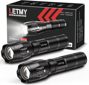 Tactical Flashlight S2000-2 Pack Bright Military Grade LED Flashlights High Lumens - Portable Handheld Flash Light 5 Modes Zoomable Waterproof Flashlights for Home Emergency Camping Outdoor