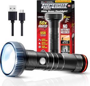 Taclight Max LED Rechargeable Flashlight - High Lumen Ultra Bright Flash Light - 7000 Kelvin Cree Tactical Flash Light C Compact Flashlights for Camping Hunting Home Survival Emergencies