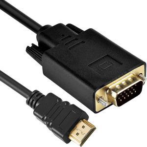 HDMI to VGA Adapter Cable One Way Direction 1080P Gold Plated HDMI Male to VGA Male Active Video Converter Cable Cord 6 Feet 1.8 Meters