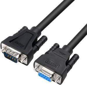 DTECH 10ft COM Port Serial Cable Male to Female RS232 Extension 9 Pin Straight Through Cord (3 Meter, Black)