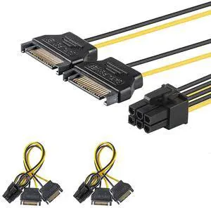 J&D 6 Pin PCIe to Dual SATA Power Cable, 2X SATA to 6 Pin PCIe Express Graphics Video Card Power Cable Adapter (2 Pack), 8 Inch J&D 6 Pin PCIe to Dual SATA Power Cable, 2X SATA to 6 Pin PCIe Express Graphics Video Card Power Cable Adapter (2 Pack), 8 Inch