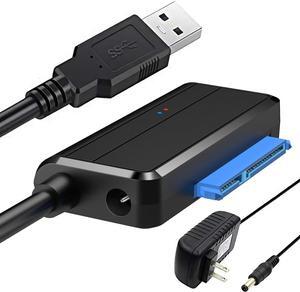 SATA to USB 3.0 Adapter Cable for 2.5 3.5 inch HDD/SSD, Hard Drive Adapter Converter Support UASP Includes 12V/2A Power Adapter, Black