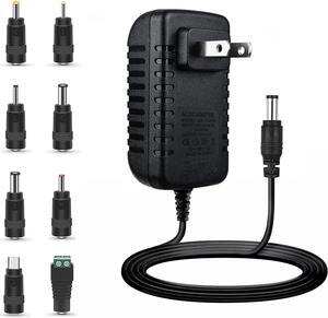 12V 2A Power Supply Universal Power Adapter with 8 Selectable Plug Power Adapter for Led Power Supply CCTV Camera BT Speaker GPS Webcam Router - 2000mA Max