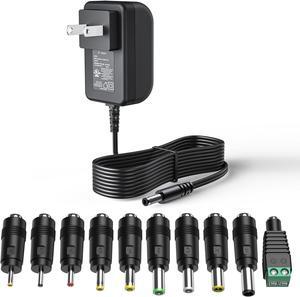 12V 3A Power Supply 12 Volt Charger 3000mA 36W Max Regulated Switching AC to DC Cord Adapter with 10 Replacement Connector 100V - 240V Input Adaptor US Wall Plug