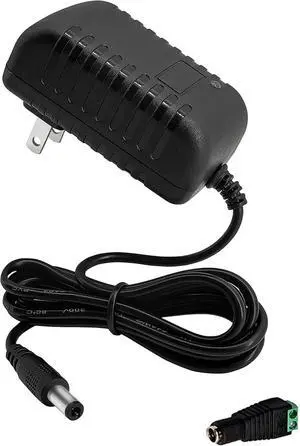 12Volt Power Supply 2A Universal AC/DC Adapter Transformer 100-240 50/60Hz to DC 12V 2Amp Power Adapter Cord 5.5mm x 2.5mm US Plug for dc12v LED Strip Light CCTV Camera