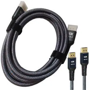 Displayport Cable 2.0 9.8FT DP 2.0 Cable Support 16K Backward Compatible with DP1.4/DP1.2 Displayport 2.0 Cable Compatible with Monitor Laptop Graphics (DP Cable 2.0/9.8FT Black)