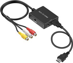RCA to HDMI Adapter Converter AV to HDMI Converter with HDMI Cable Supports PAL/NTSC for PS2/VHS/VCR/Blue-Ray DVD ect.