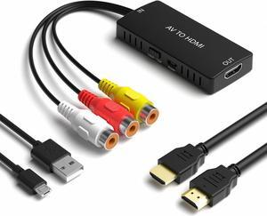 RCA to HDMI Converter AV to HDMI Adapter Composite to HDMI Support 1080P PAL/NTSC Compatible with WII/WII U/PS one/PS2/PS3/STB/Xbox/VHS/VCR/Blue-Ray DVD ect.