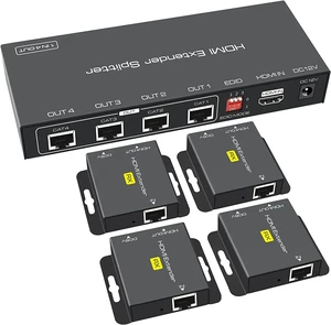 1X2 Splitter Extend,HDMI Extender Splitter Up to 165ft 1 in 4 Out Over Cat5e/6/7 HDMI Repeater Ethernet Sender Transmitter Receiver Support 1080P 1X2 Splitter Extend,HDMI Extender Splitter Up to 165ft 1 in 4 Out Over Cat5e/6/7 HDMI Repeater Ethernet Sender Transmitter Receiver Support 1080P
