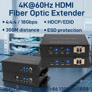 EU Plug,4K@60Hz HDMI 2.0 Fiber Optic Extender, 18Gbps Over OM3/OM4 to 300M in Multi-Mode, HDCP/DDC/CEC Pass-through, Plug & Play EU Plug,4K@60Hz HDMI 2.0 Fiber Optic Extender, 18Gbps Over OM3/OM4 to 300M in Multi-Mode, HDCP/DDC/CEC Pass-through, Plug & Play