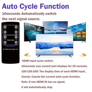 8K 3 in 1 out,3-Port HDMI Auto Switcher 3 in 1 out 8K@60Hz 4K@144Hz HDMI Auto Cycle Switch 3x1 with Remote Control HDR for PC XBox TV Monitor 8K 3 in 1 out,3-Port HDMI Auto Switcher 3 in 1 out 8K@60Hz 4K@144Hz HDMI Auto Cycle Switch 3x1 with Remote Control HDR for PC XBox TV Monitor