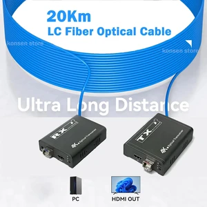 TX and RX,4K 60Hz HDMI Fiber Extender over LC Optic Fiber Cable 20Km HDMI to Fiber Video Transceiver Extender Transmitter Receiver Kit TX and RX,4K 60Hz HDMI Fiber Extender over LC Optic Fiber Cable 20Km HDMI to Fiber Video Transceiver Extender Transmitter Receiver Kit