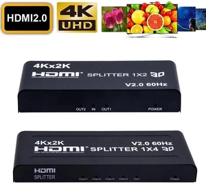 4K 60Hz 1x2,4K 60Hz HDMI Splitter 1x2 1x4 HDMI 2.0 Splitter 4Kx2k Video Distributor 1 input 2 out /4 out Video Converter Copy Screen Display 4K 60Hz 1x2,4K 60Hz HDMI Splitter 1x2 1x4 HDMI 2.0 Splitter 4Kx2k Video Distributor 1 input 2 out /4 out Video Converter Copy Screen Display