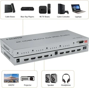 4K 30Hz Matrix 4x4,4K 30Hz/60Hz HDMI Matrix Switcher 4x4 with optical Audio Extractor Video Matrix HDMI Switcher Splitter 4 in 4 out HDCP2.2 EDID 4K 30Hz Matrix 4x4,4K 30Hz/60Hz HDMI Matrix Switcher 4x4 with optical Audio Extractor Video Matrix HDMI Switcher Splitter 4 in 4 out HDCP2.2 EDID