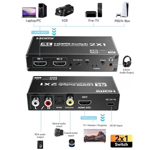 USB power cable,4K 60Hz HDMI Audio Switch 2 in 1 out ARC Extractor HDMI Switcher Selector 2x1 with R/L+Toslink SPDIF+COAXIAL Audio Out Adapter USB power cable,4K 60Hz HDMI Audio Switch 2 in 1 out ARC Extractor HDMI Switcher Selector 2x1 with R/L+Toslink SPDIF+COAXIAL Audio Out Adapter