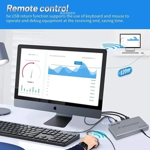 TX and RX,4K 30Hz HDMI KVM Extender over Cat5e/6 Cable 120M HDMI USB KVM Ethernet Extender Transmitter Receiver Kit Support Mouse Keyboard TX and RX,4K 30Hz HDMI KVM Extender over Cat5e/6 Cable 120M HDMI USB KVM Ethernet Extender Transmitter Receiver Kit Support Mouse Keyboard