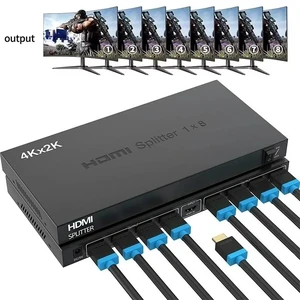 With UK Plug,8-Port HDMI Splitter 1 in 8 out 4Kx2K HDMI Video Distributor Splitter 1x8 Screen Duplicate Display for PS4 NVR PC TV Monitor With UK Plug,8-Port HDMI Splitter 1 in 8 out 4Kx2K HDMI Video Distributor Splitter 1x8 Screen Duplicate Display for PS4 NVR PC TV Monitor