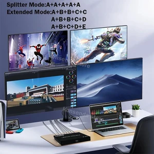 New version,4 Ports USB3.0 to HDMI Video Docking Station 1 in 4 out 1080P 4 Monitor HDMI Splitter Mirror Extended Display for Mac Windows New version,4 Ports USB3.0 to HDMI Video Docking Station 1 in 4 out 1080P 4 Monitor HDMI Splitter Mirror Extended Display for Mac Windows