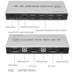 8K,8K Displayport KVM Switch 2x1 8K 60Hz DP USB KVM Switch 2 in 1 out Displayport 1.4 Switch KVM DP USB Switch Share Keyboard Mouse 8K,8K Displayport KVM Switch 2x1 8K 60Hz DP USB KVM Switch 2 in 1 out Displayport 1.4 Switch KVM DP USB Switch Share Keyboard Mouse