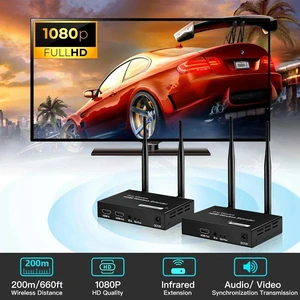 1 TX and 2 RX,Wireless HDMI Extender 200M 1080P WiFi HDMI Video Transmit Support 1 TX to Multi RX with Loop for Laptop PC TV Monitor Projector 1 TX and 2 RX,Wireless HDMI Extender 200M 1080P WiFi HDMI Video Transmit Support 1 TX to Multi RX with Loop for Laptop PC TV Monitor Projector