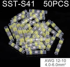First picture~50Pcs Solder Seal Wire Connectors Heat Shrink Solder Butt Connectors Solder Connector Kit Automotive Marine Insulated(Green 50 Pcs yellow
)